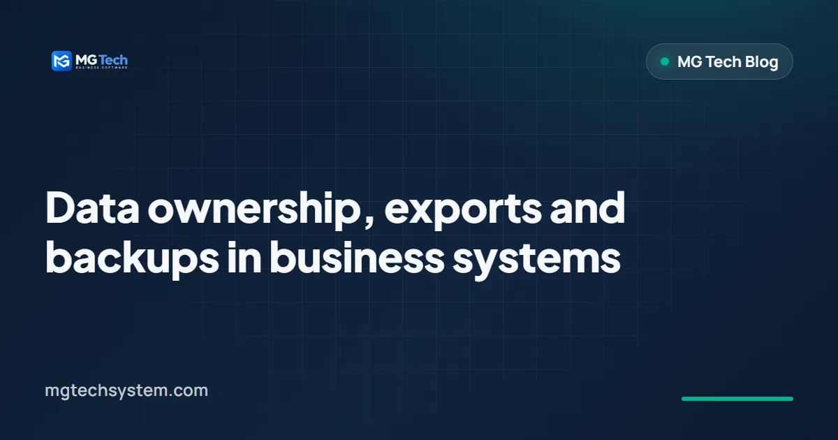 Data ownership, exports and backups in business systems
