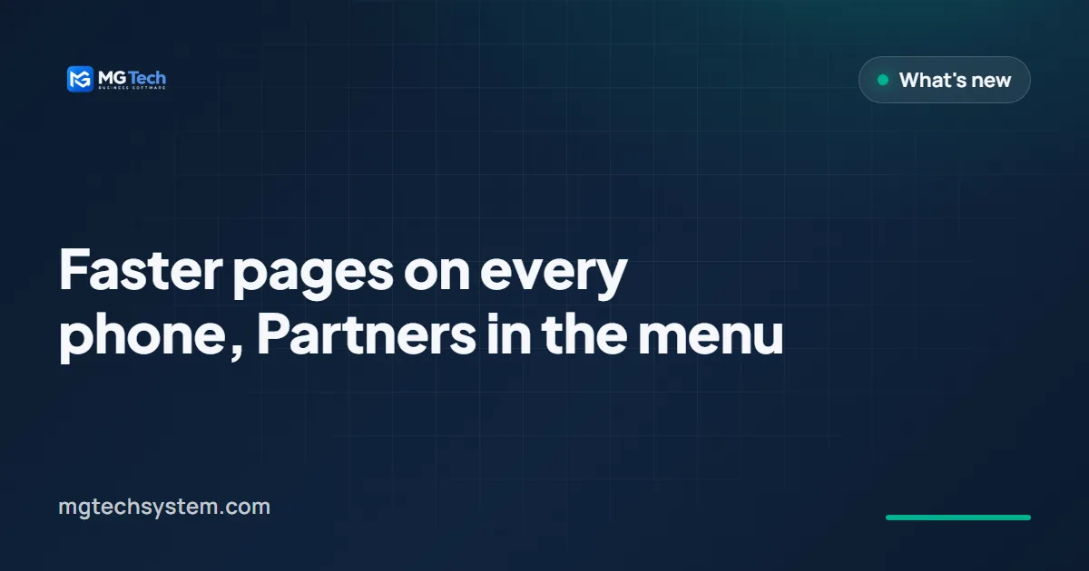 Faster pages on every phone, Partners in the menu